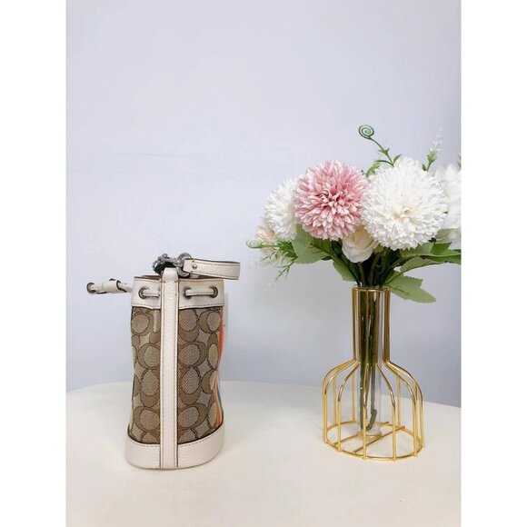 Coach CJ661 Mini Dempsey Bucket Bag In Signature Jacquard With Rainbow Stripe - Picture 3 of 6